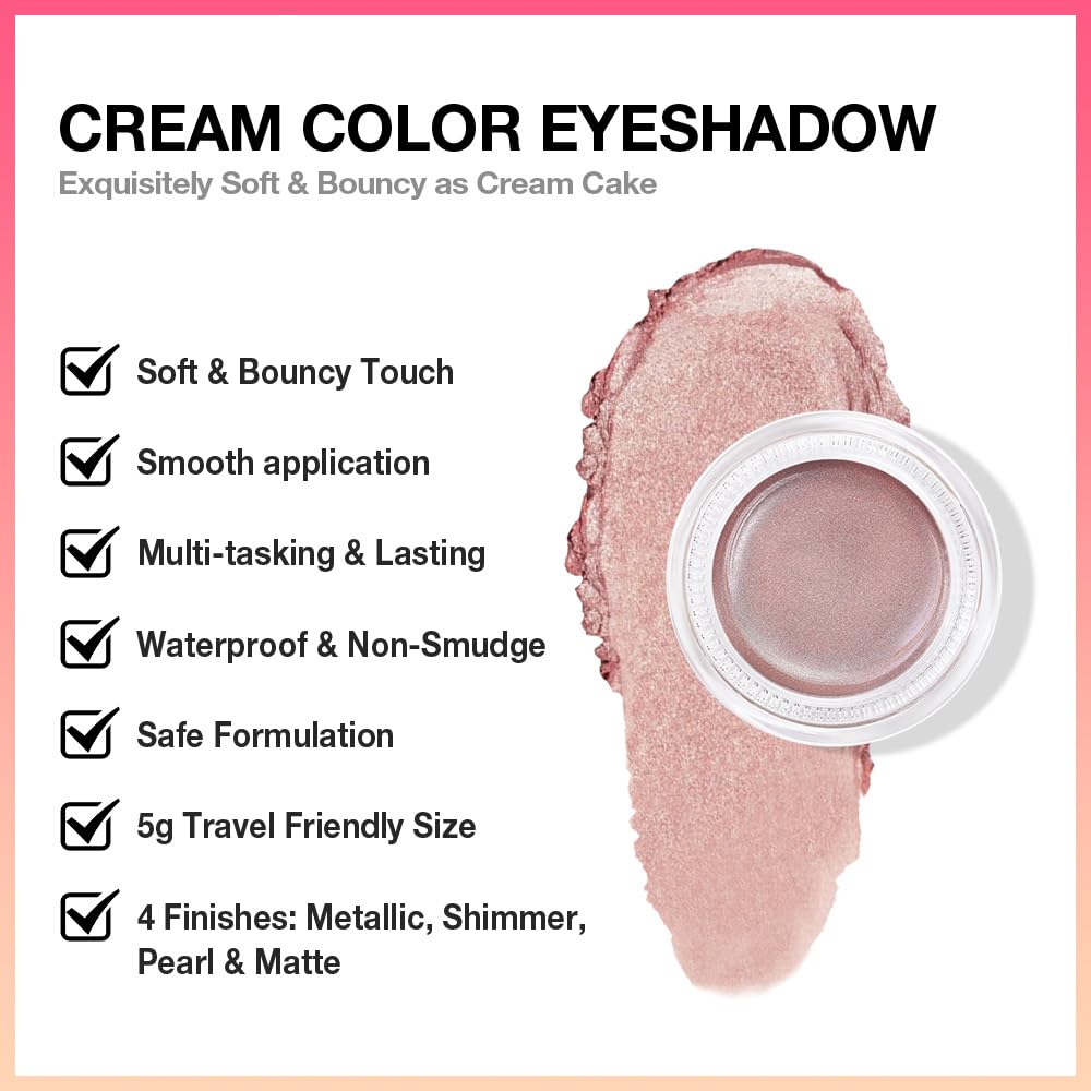 Antique Rose Shimmer Eyeshadow Palette - Cream Glitter Holographic Makeup for Mature Women | Talc-Free, Paraben-Free, Cruelty-Free