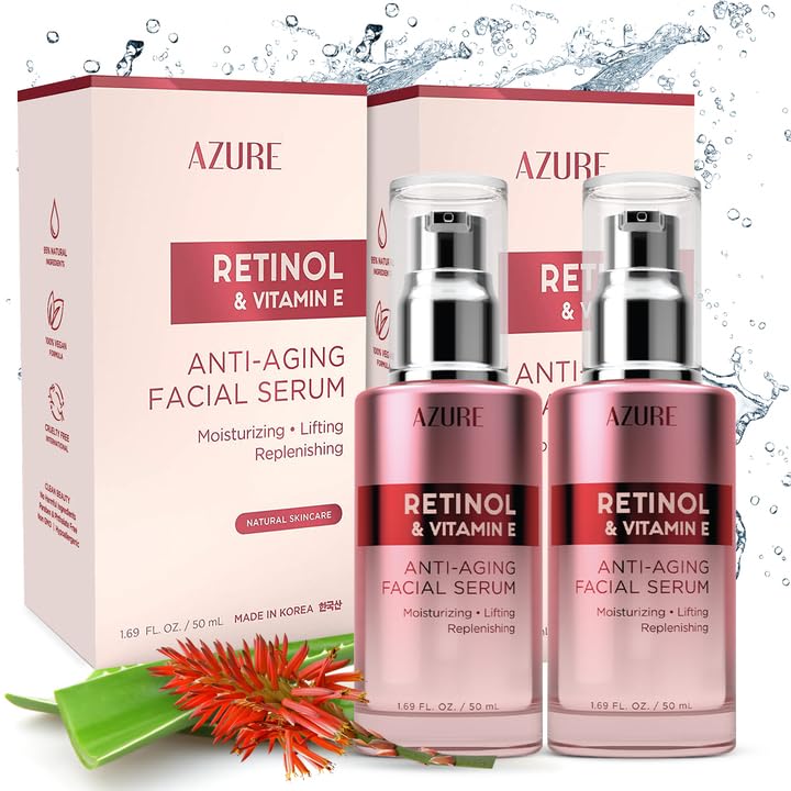 Azure Cosmetics Retinol & Vitamin E Face Serum - Anti Aging (2 Pack)
