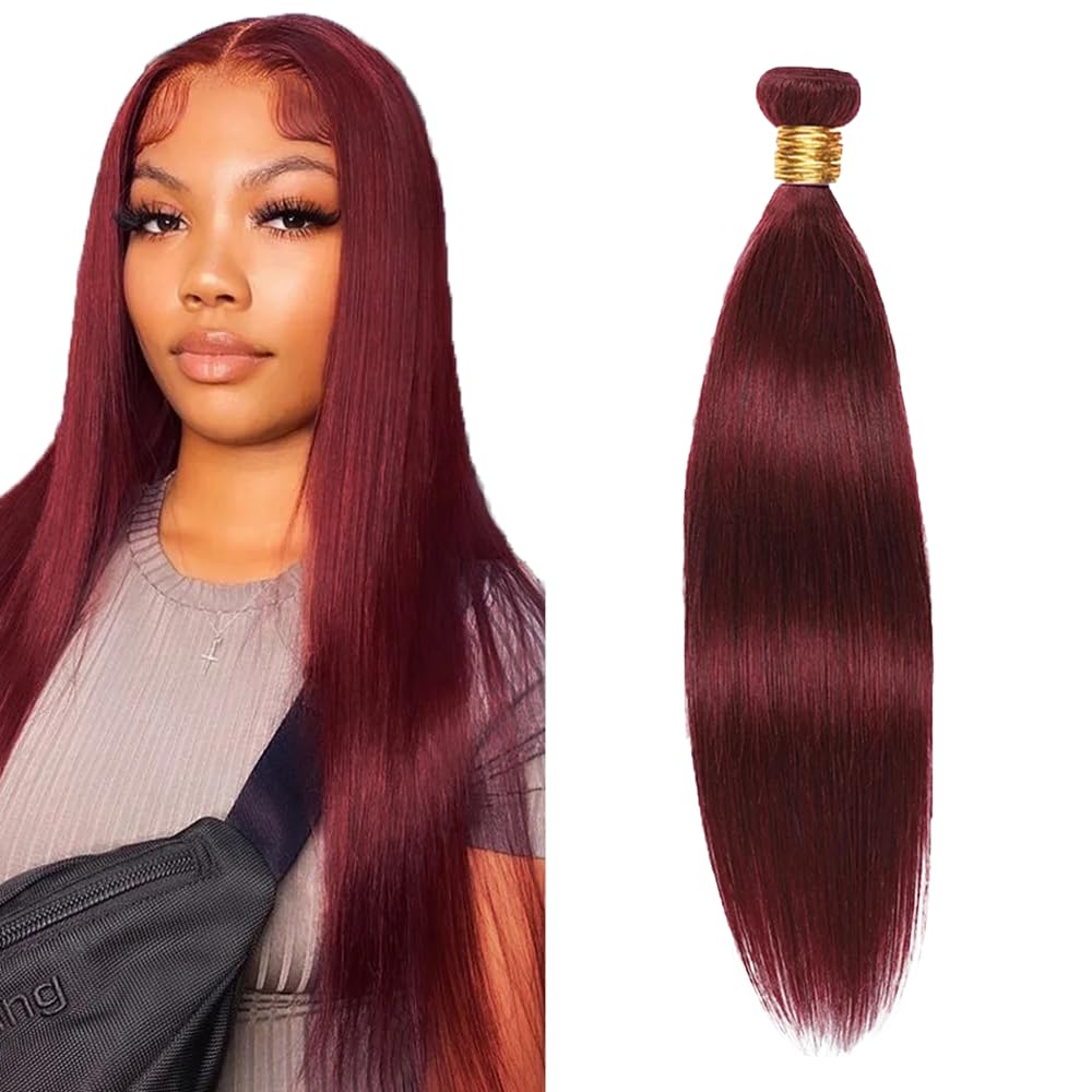 #99J Burgundy Bundles Human Hair Straight Bundles 34 Inch Wine Red Straight Bundle Unprocessed Brazilian Virgin Weave Hair 1 Bundle 50 Gram Per Bundle