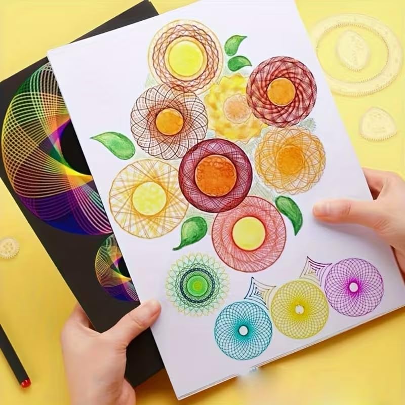 Spirograph Circle Maker Drawing Kit - 22PCS Geometric Ruler Template Set for Kids 8-12 | Spiral Art Design & Educational Toy