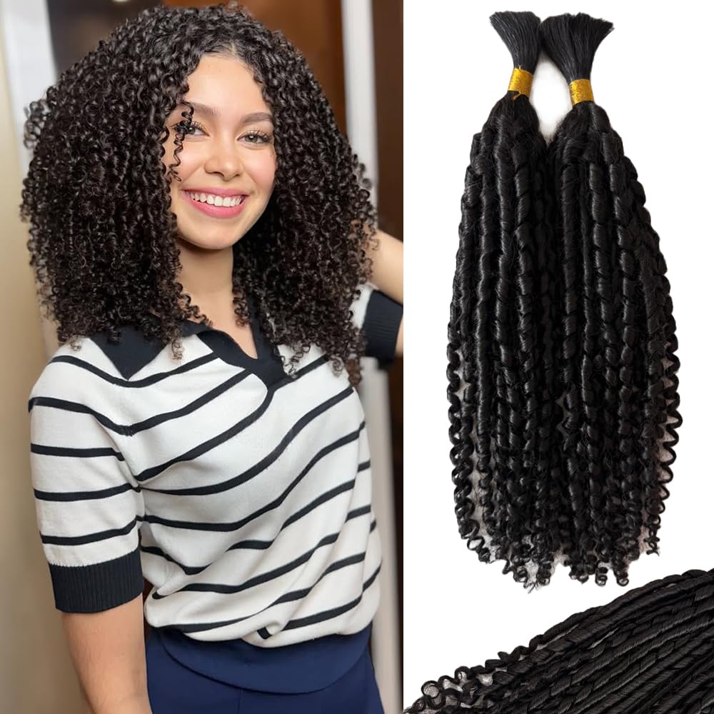 Braiding Human Hair Water Wave - 2 Bundles 100g Ombre Curly Extensions | 14 Inch Black/Brown Highlights