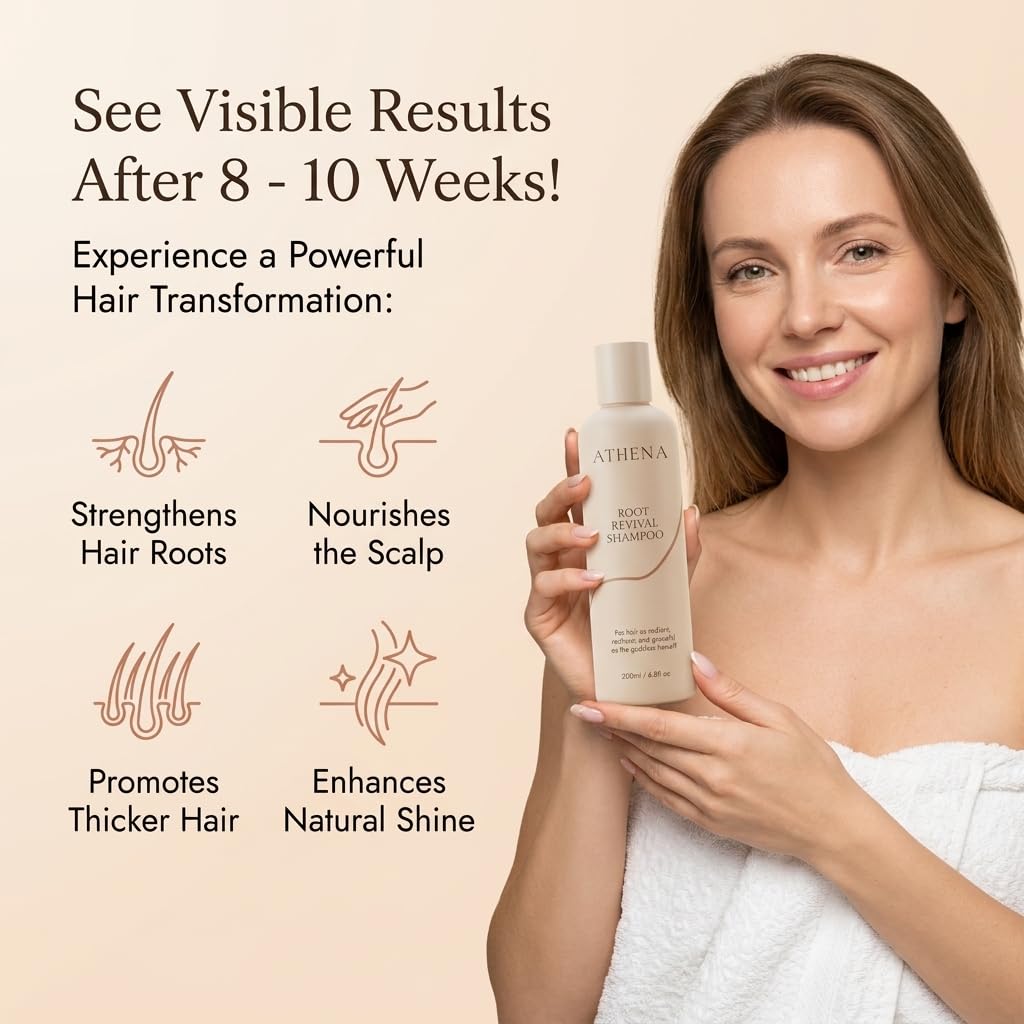 Packuum Athena Root Revival Shampoo, Hair Growth Shampoo for Thinning Hair - Nourishes Scalp and Reduces Breakage, 6.8 Fl.Oz (1 PC+ Scalp Brush)