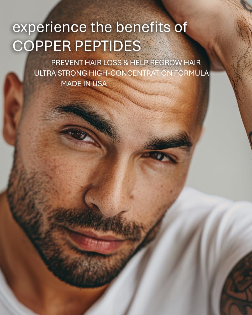 Copper Peptides for Hair Growth - Ultrastrong 10% Copper Peptide Active Ingredient - 99% Purity GHK-Cu Copper Peptide for Hair - Liposomal for Maximum Absorption - MADE IN USA