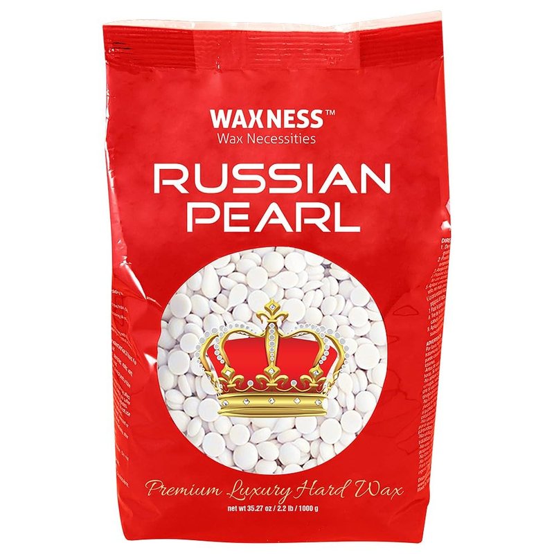 Waxness RUSSIAN PEARL (Creamy) and SENSI CLEAR (Gel) Rosin-Free Stripless Hard Wax for Sensitive Skin, Brazilian & Full Body Hair Removal 2.2 lb / 1 kg Each, Pack of 2, Made in Italy