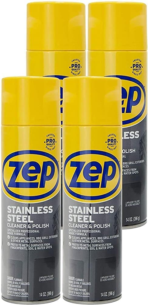 Zep Stainless Steel Cleaner - 14 oz Polish for Metal Surfaces | Protects Against Fingerprints & Water Spots