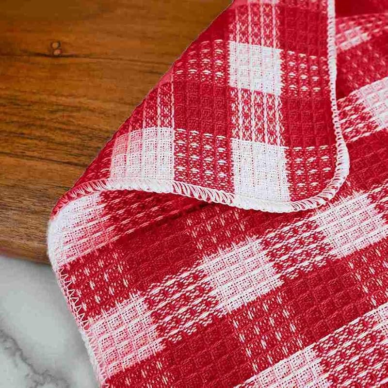 Blue Needles 100% Cotton Kitchen Towels Set of 8 - Plaid Dish Cloths, 12x12 Inches, Ultra Soft & Absorbent