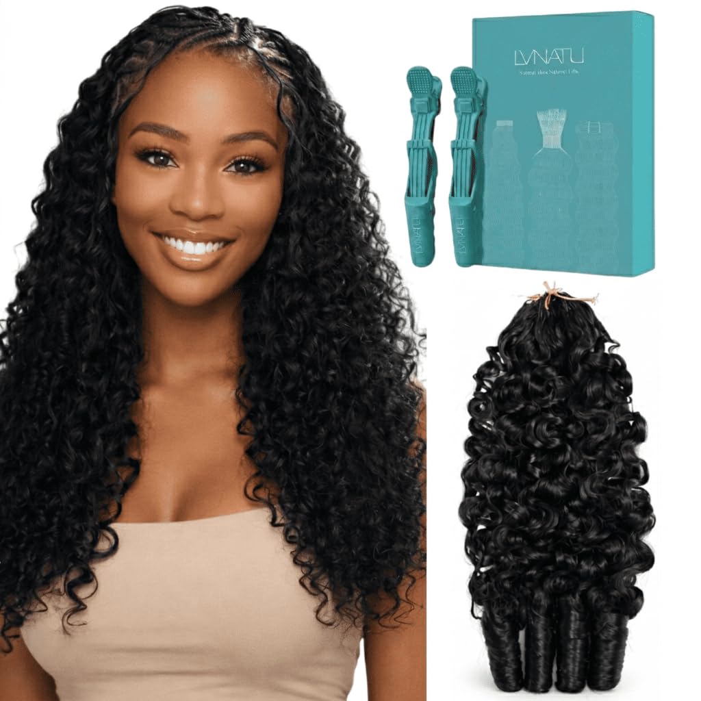 Feather Crochet Human Hair - Burmese Curly Boho Braids for Black Women | 24 Inch, 120g, 100 Strands