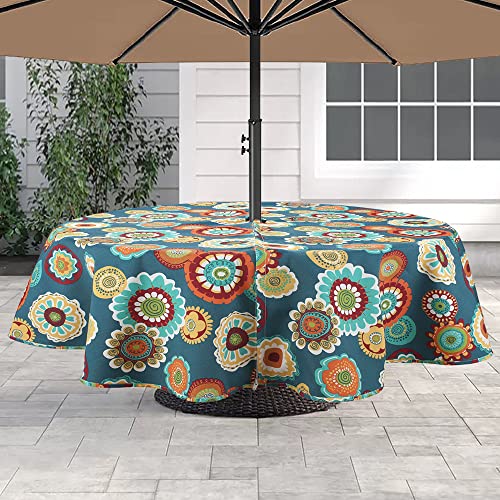 Magpie Fabrics 60" Round Waterproof Tablecloth with Umbrella Hole