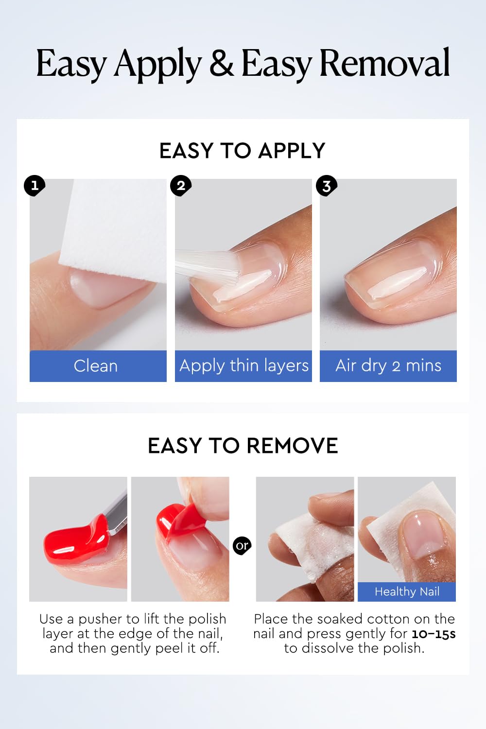 AzureBeauty 18ml Nail Strengthener for Weak & Damaged Nails, Clear Transparent Peel Off Nail Repair Treatment, Ridge Filler & Nail Concealer Foundation, Quick Dry Nail Hardener for Brittle Nails
