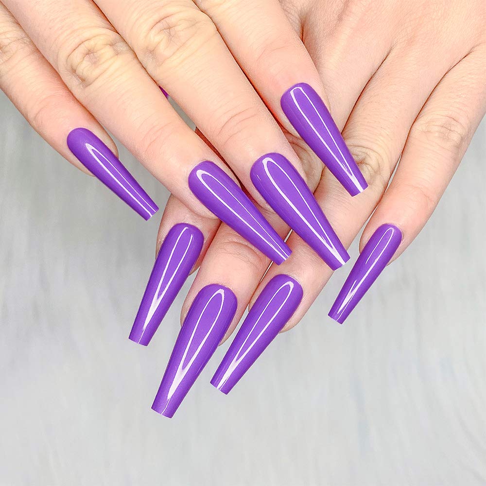 Ballerina Long Coffin Glossy Fake Nails - 24pcs Red Press-On Nail Tips for Women