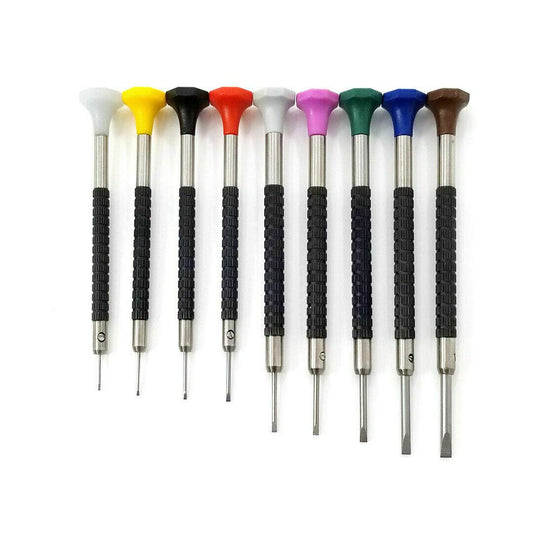 Timelab Professional watchamakers Screwdriver Kit for Watches,Glasses Jewelery Accessories: to Adjust, Remove, Replace and Repair Flat Head Slotted 9 Piece- Korea