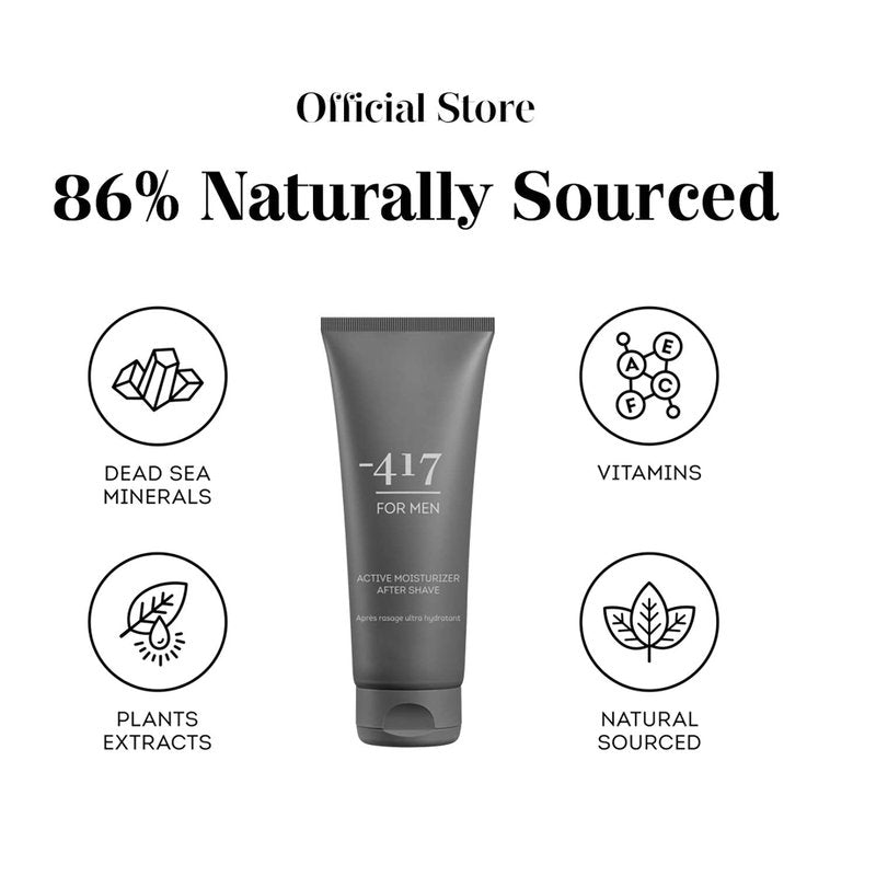 -417 Dead Sea Cosmetics Active Vegan After Shave For Men - Soothes, Moisturizes While Protecting Skin From Cuts and Nicks 3.38 oz.