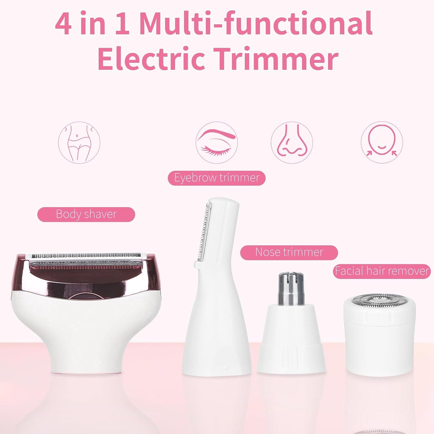 Electric Razor for Women & Men - 4-in-1 Wet & Dry Hair Removal Kit | Rechargeable with LED Display (Multicolor)