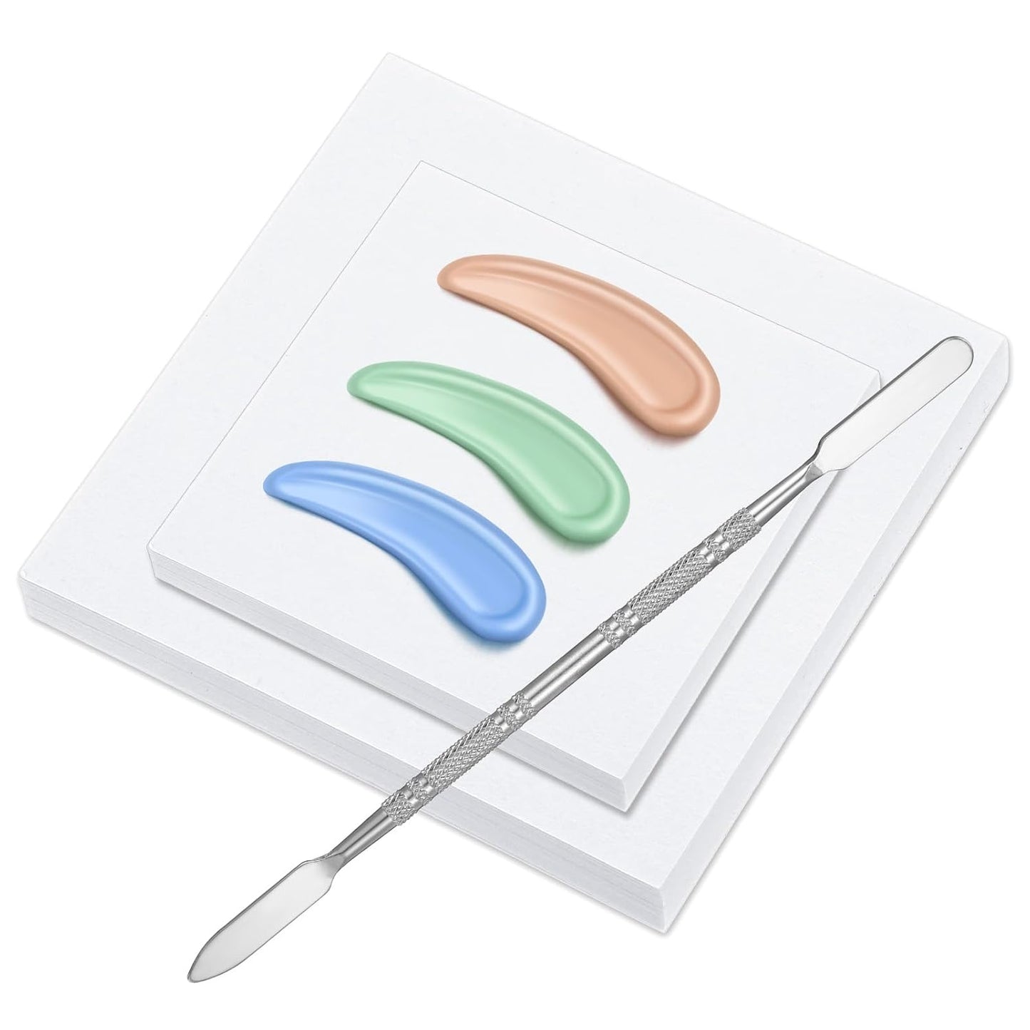 Disposable Nail Art Palette Paper - 100 Sheets Waterproof Mixing Paper with Stainless Spatula | 2 Sizes for Home Salon