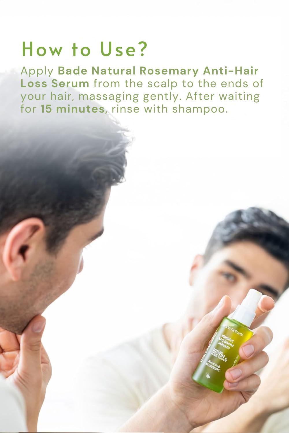 Bade Natural Hair Strengthening Serum with Rosemary Oil & Biotin – Natural Hair Care Formula for Thinning and Damaged Hair – Nourishing Scalp Oil with Argan & Vitamin B5 – 1.7 fl oz