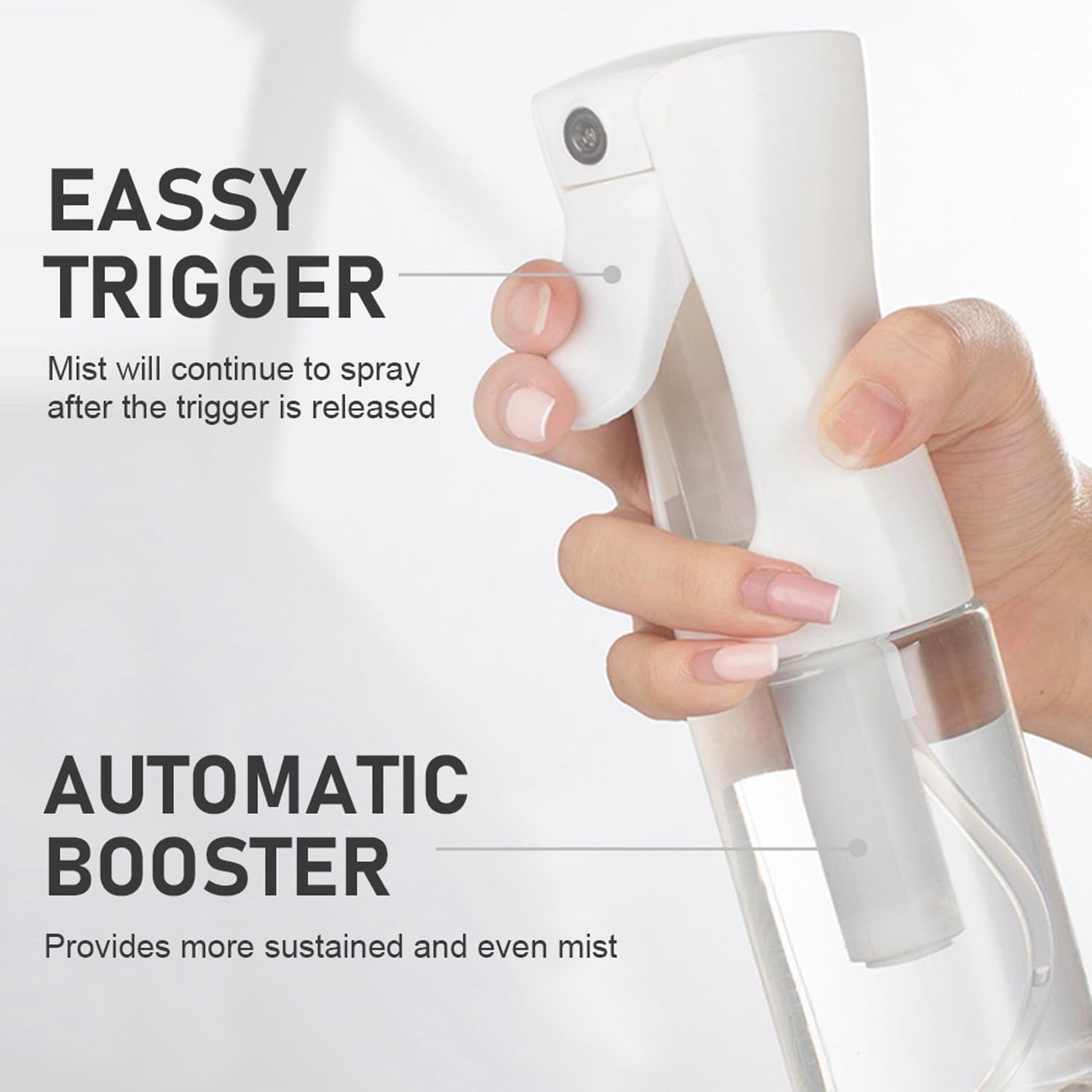 Hair Spray Bottle - Continuous Mister for Hairstyling & Cleaning | 2 Pack 6.8 OZ Ultra Fine Mist Bottles
