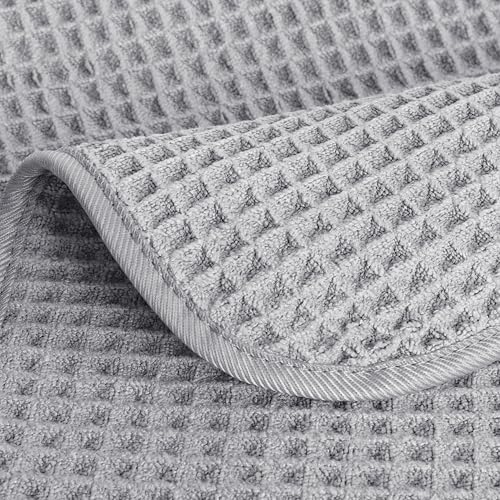 POLYTE 430 GSM Microfiber Waffle Washcloths, 13x13 Inch - 4 Pack