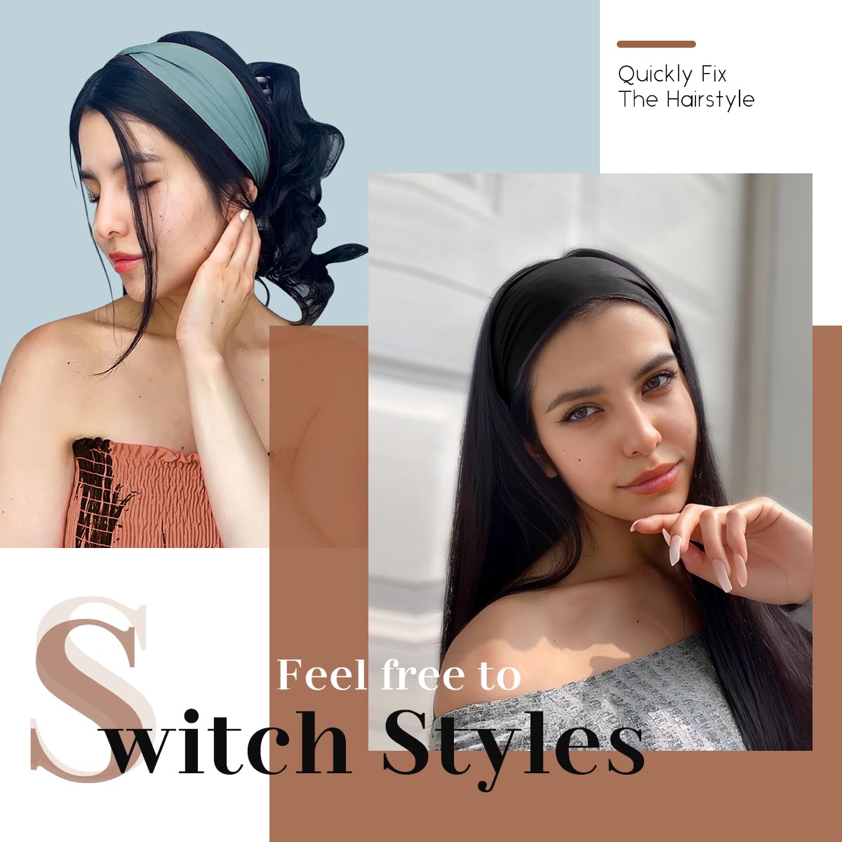Wide Non-Slip Headbands for Women - 12 PCS Fabric Hair Accessories | Stylish & Comfortable
