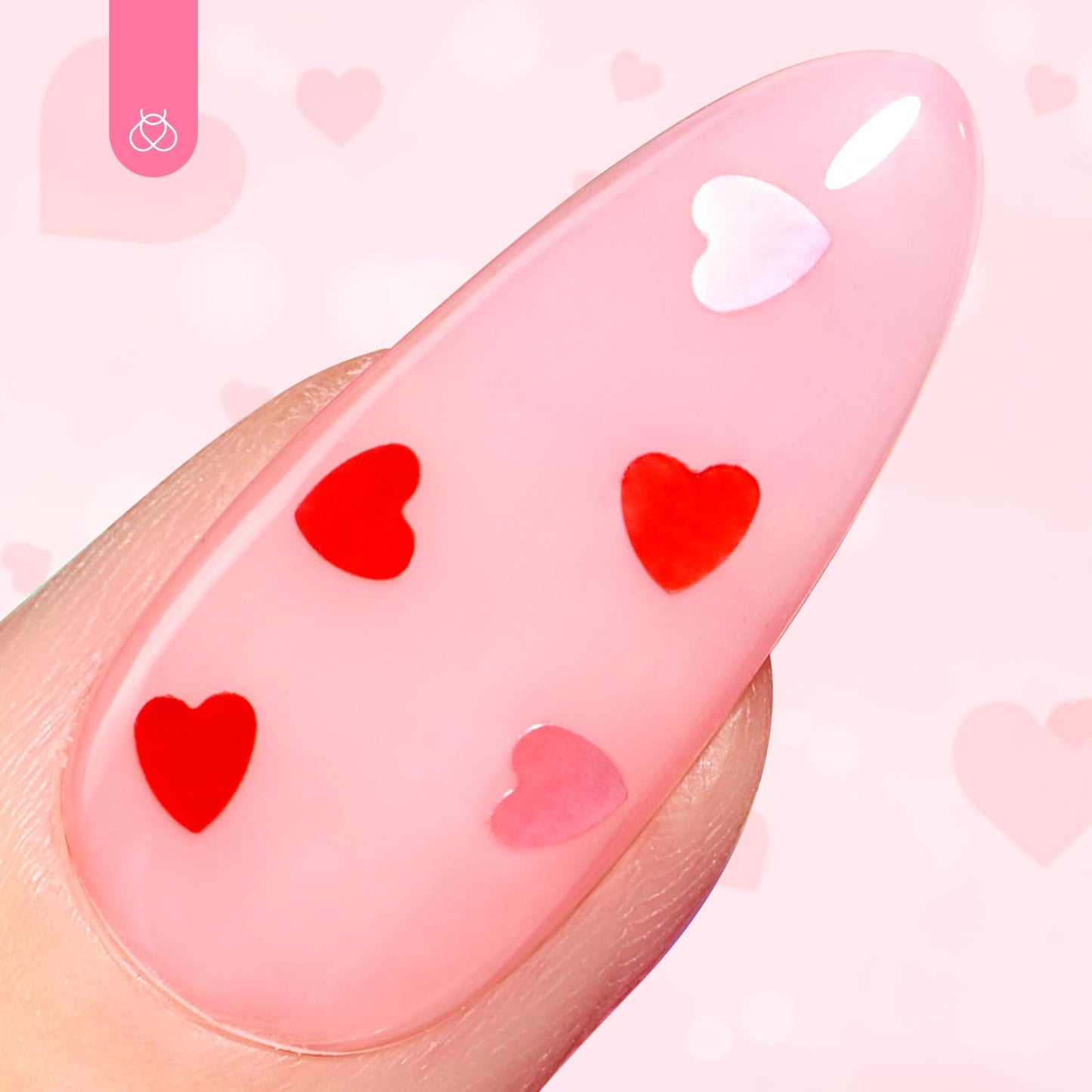 Beetles Heart Glitter Top Coat Gel Polish, 15ml Clear Shine Pink & Red Heart Shape Gel, Soak Off UV No Wipe Gel Top Coat Sparkle Nail Gift for Women