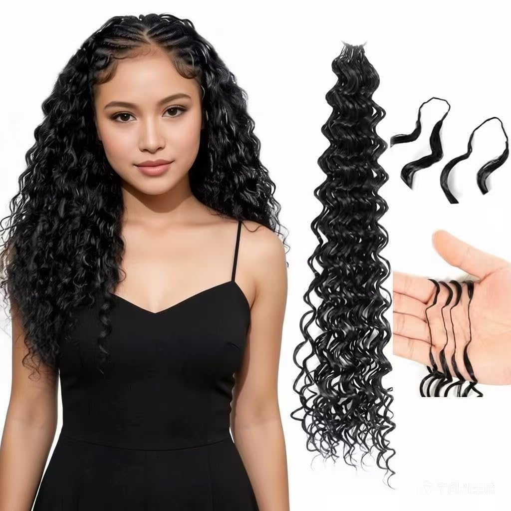 LOCSBYHAND Synthetic Curly Feather Crochet Hair 12 Inch 100 Strands 1B