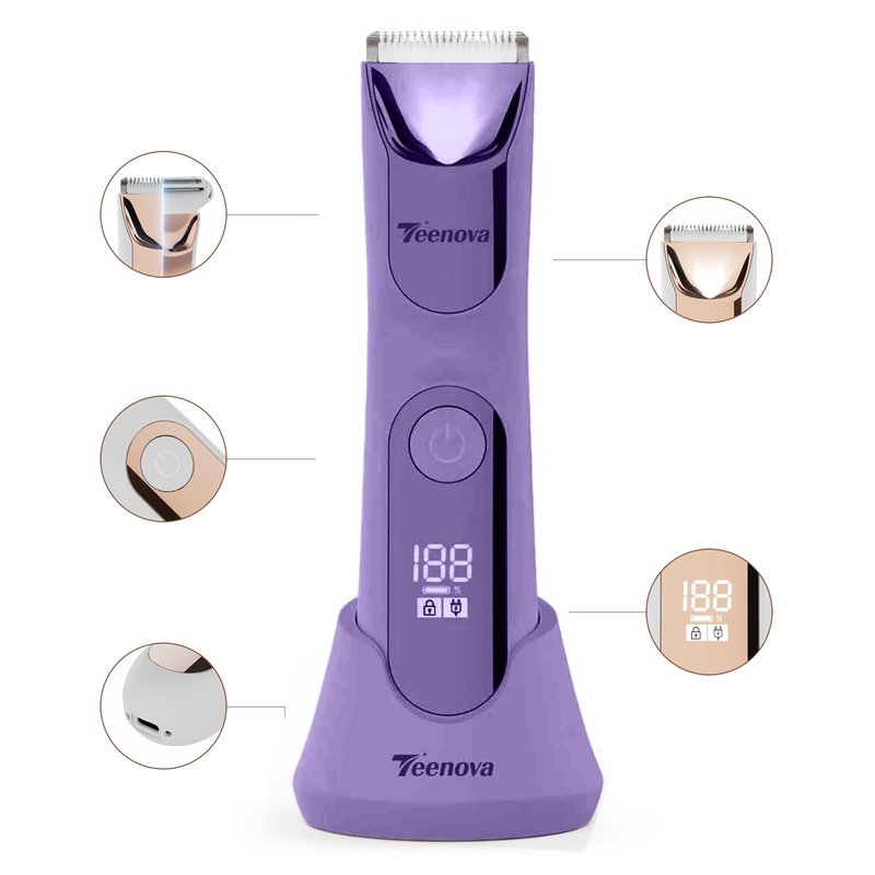 TEENOVA Electric Body Hair Trimmer Shaver, Pubic Trimmer for Men, Bikini Trimmer for Women (Blue)