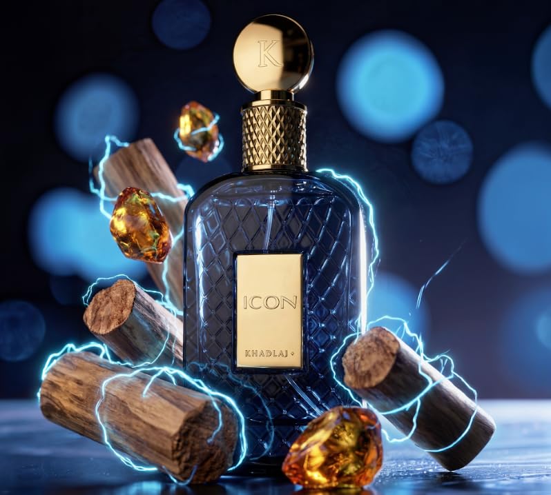 Khadlaj Icon Eau de Parfum Spray for Men - Long-Lasting Citrus & Woody Fragrance | 3.4 Ounce (100 ml)