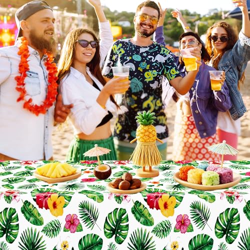 QZYL 4-Pack Hawaiian Luau Tablecloths - 108" x 54" Floral Design