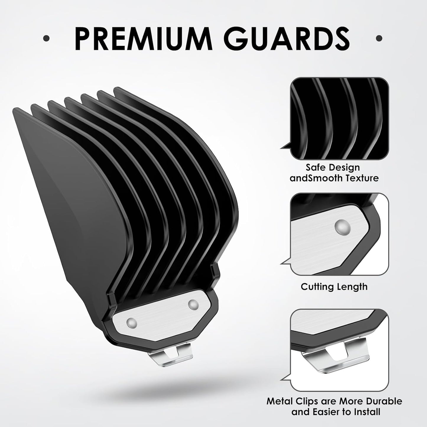 Wahl Clipper Guards - Hair Clipper Attachments Set with Metal Clip | 3 Cutting Lengths (1.25", 1.5", 2") - Fits Most Full-Size Wahl Clippers