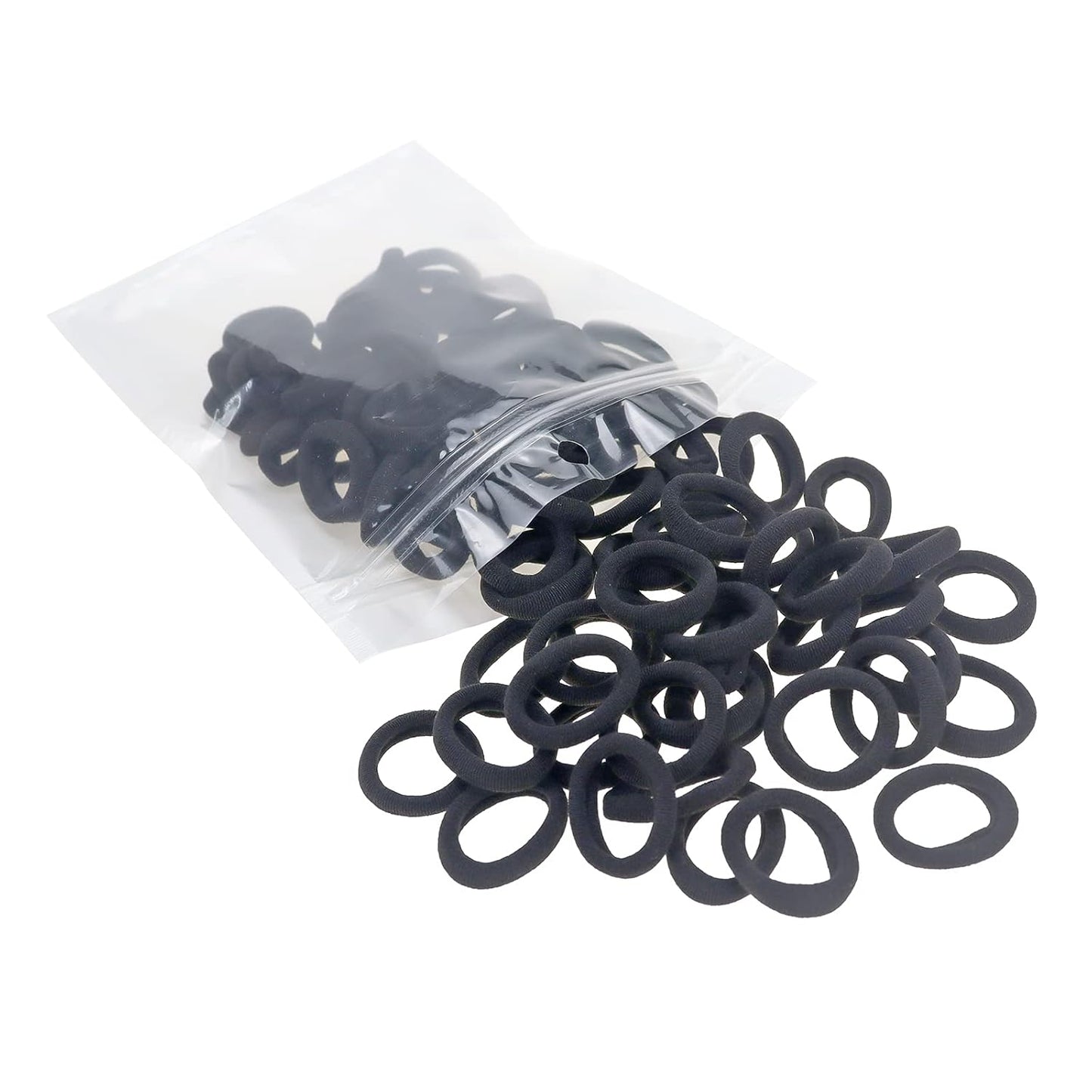 Nylon Hair Ties - 100 Pack Black Seamless Ponytail Holders for Toddlers & Baby Girls