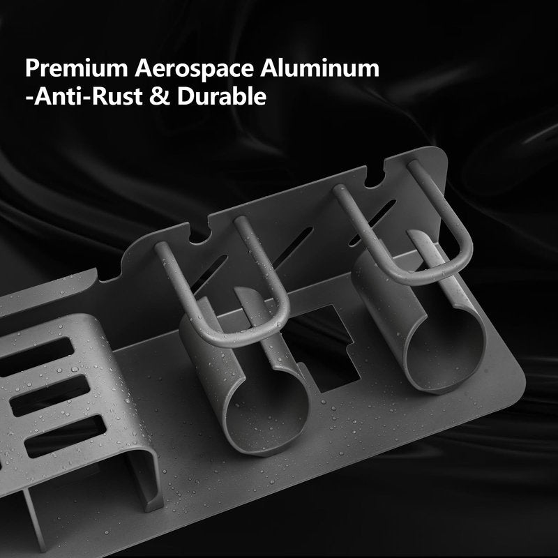 Pddgllut Electric Toothbrush Holder Wall Mounted, Rust-Proof Aluminum 2-Slot Organizer with Shelf - Minimalist Bathroom Storage for Small Spaces, Gray