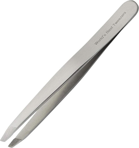 Diamond Tip Tweezer - Precision Slant Tips for Eyebrow & Facial Hair Removal | Surgical Grade Steel Tool