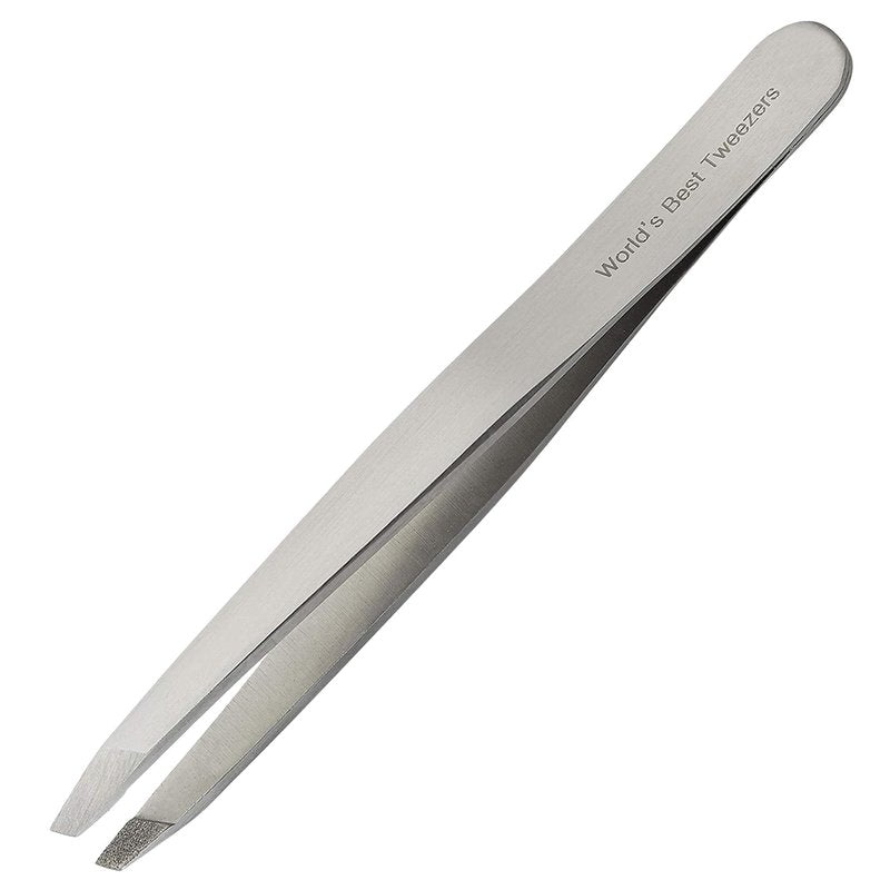 WBT Diamond Tip Tweezer- Grabs Hair from the Root, Diamond Coated Slant Tips Precision Tweezer for Eyebrow, Facial & Ingrown Hair Removal - Perfectly Aligned Tips Surgical Grade Steel Tool