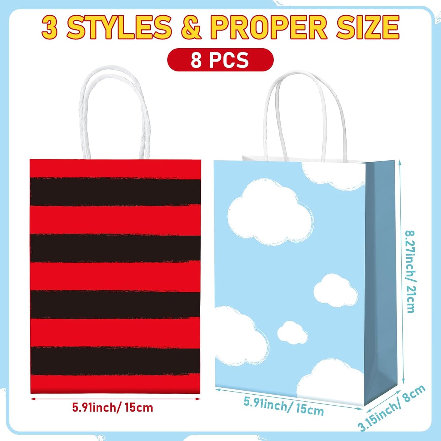 Cartoon Dog Party Supplies - 24 Pcs Gift Bags with Handles | Red Dog House Design, 8 x 6 x 3 Inch