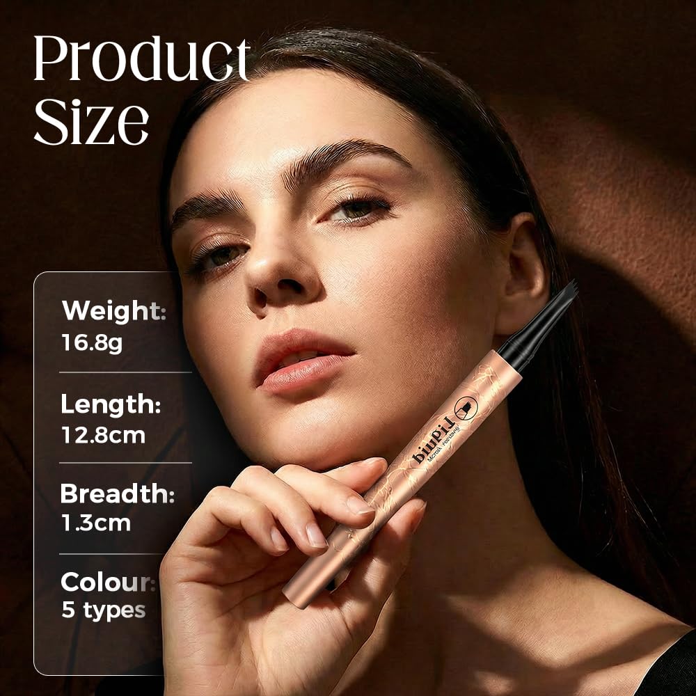 Microblading Eyebrow Pencil - 4-Prong Micro-Fork Tip for Precise Application | 3D Waterproof & Long-Lasting, Light Brown