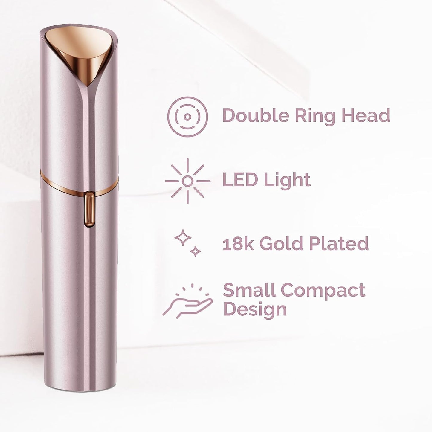 tuokiy Facial Hair Removal for Women, Painless Face Shaver for Womens, Face Razors for Lip, Chin with USB Rechargeable, Gold