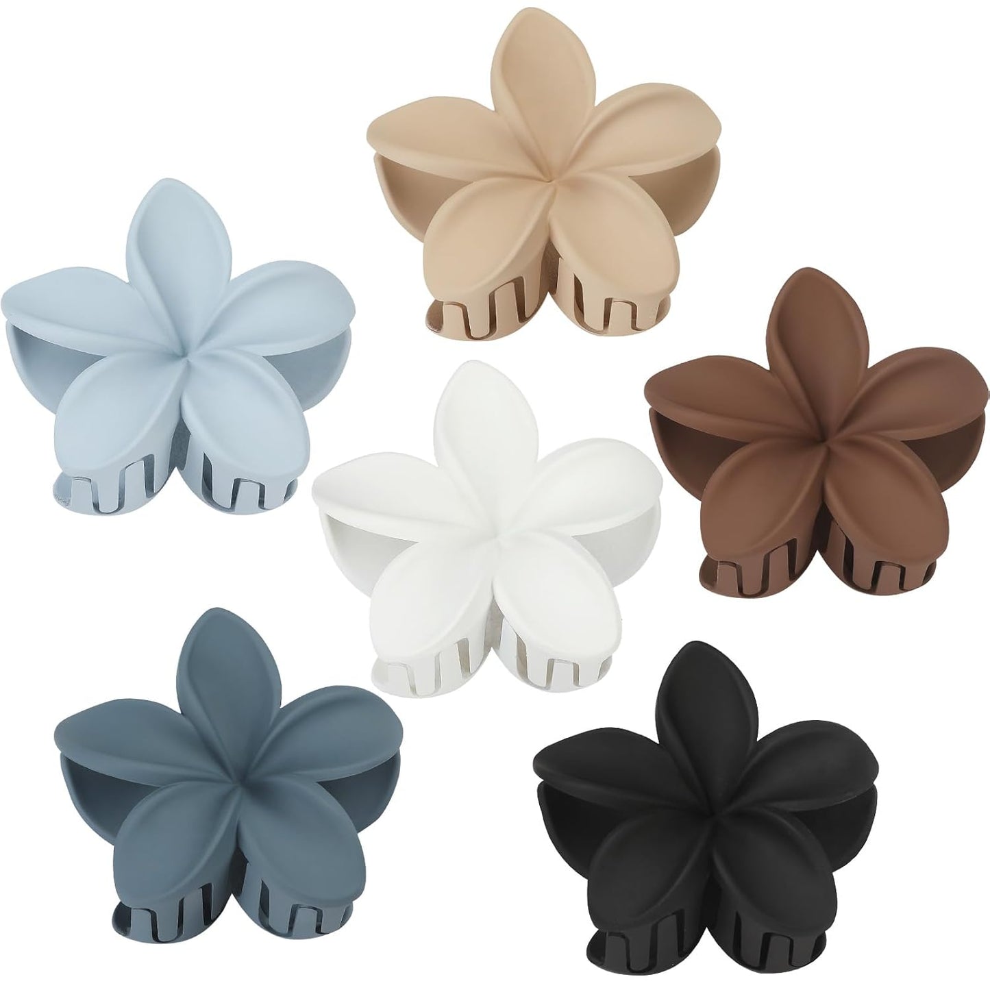 Large Flower Claw Hair Clips - 6 Pcs Hawaiian Style for Thick & Medium Hair | Beach Accessories for Women & Girls