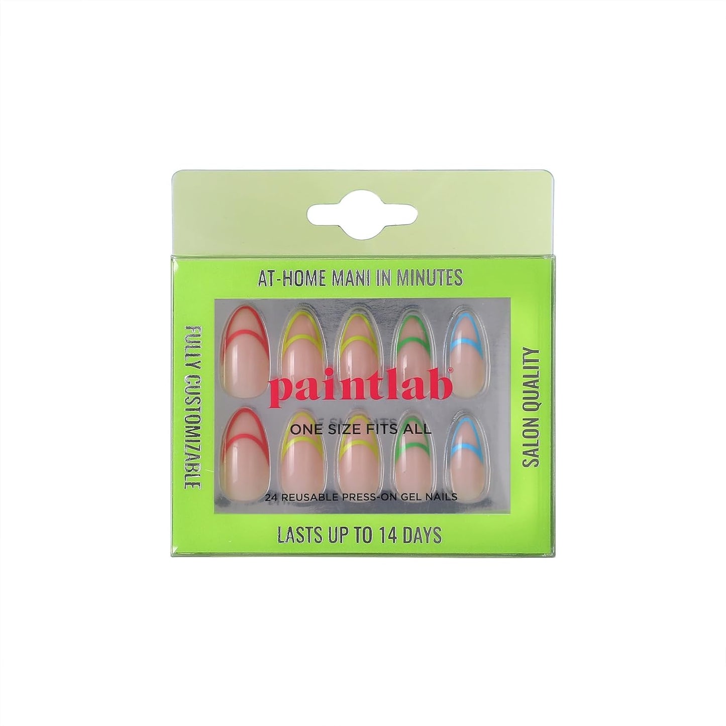 French Tip Press On Nails - Stiletto Fake Nails, 30 Nails in 15 Sizes, Reusable Salon Quality | Easy Application