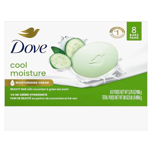 Dove Cool Moisture Beauty Bar Soap, 3.75 oz (Pack of 8) - Refreshing Cleanser