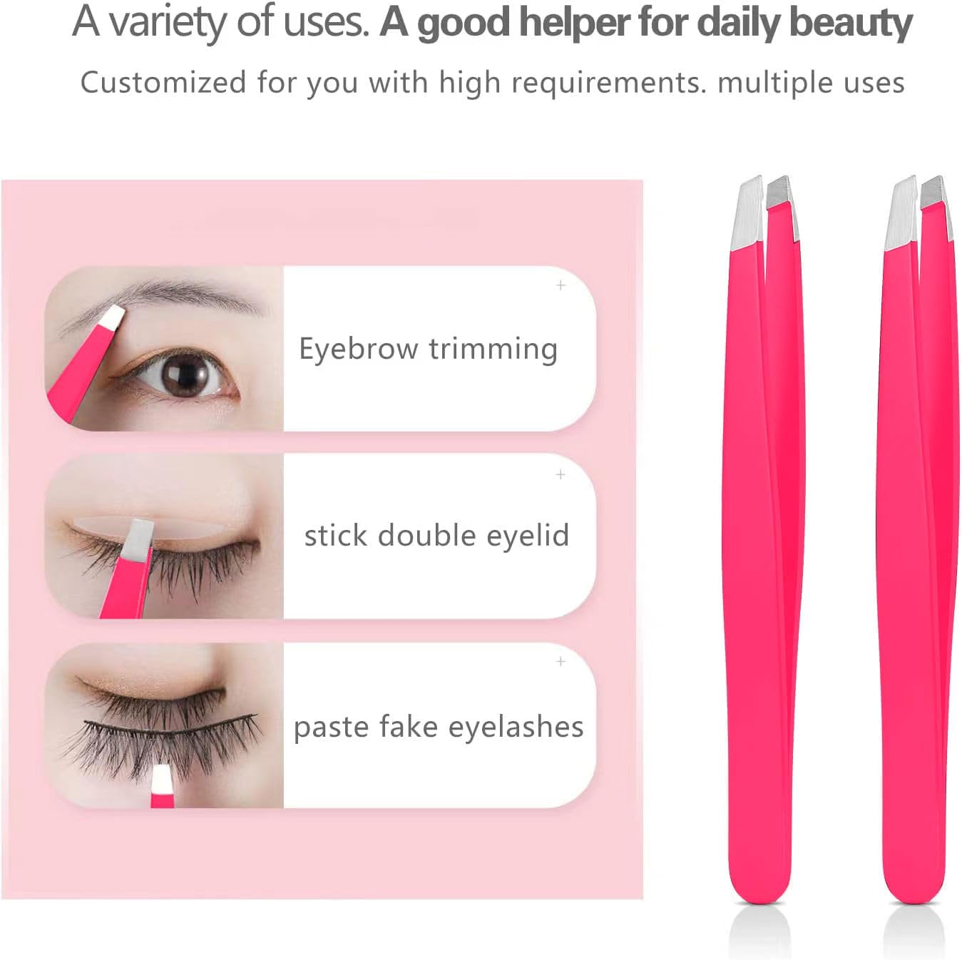 High Precision Stainless Steel Tweezers Set - Eyebrow & Ingrown Hair Removal Kit | 4 Pcs Pink Grooming Tools for Men & Women