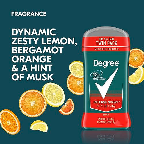 Degree Original Protection Deodorant Intense Sport 3 oz Pack of 2 – Long-Lasting Men's Odor Protection