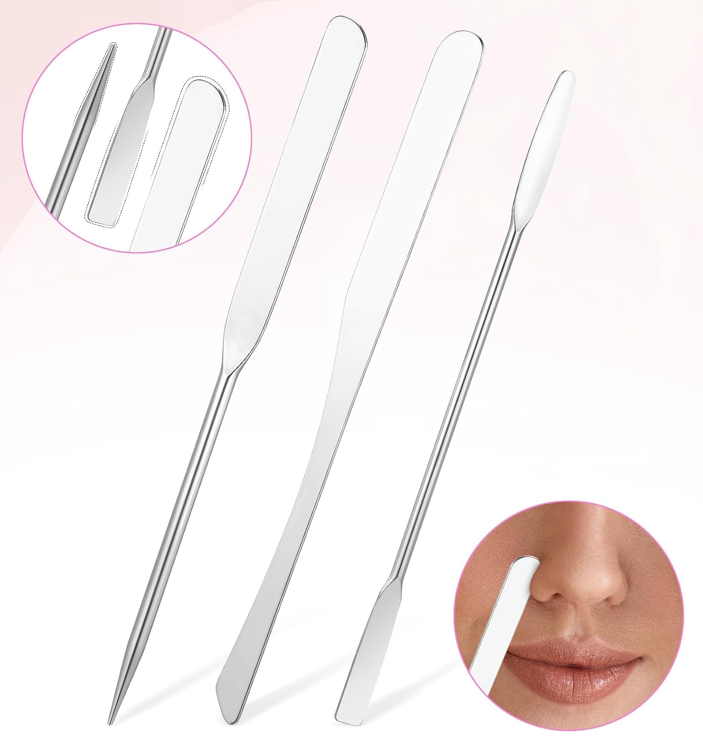 Makeup Spatula Set - 3Pcs Double-Edged Metal Applicators for Even Foundation & Face Cream Application | Assorted Styles