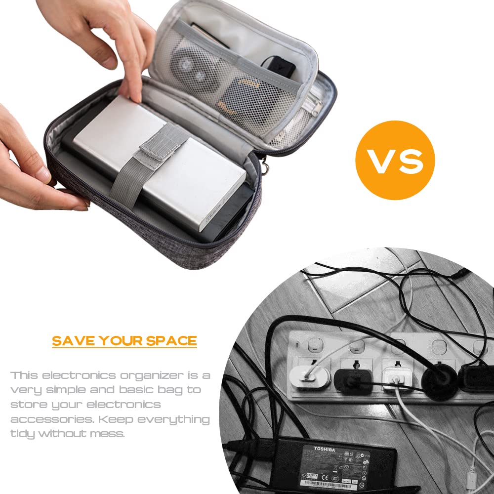 DUMEALAGR Electronic Organizer Bag Cable Organizer Travel Cord Organizer Case Pouch Portable Carrying Case for Charger Hard Drive Earphone USB SD Card (Black)