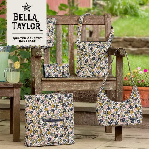 Bella Taylor Quilted Cosmetic Pouch - Floral Charcoal Makeup Organizer