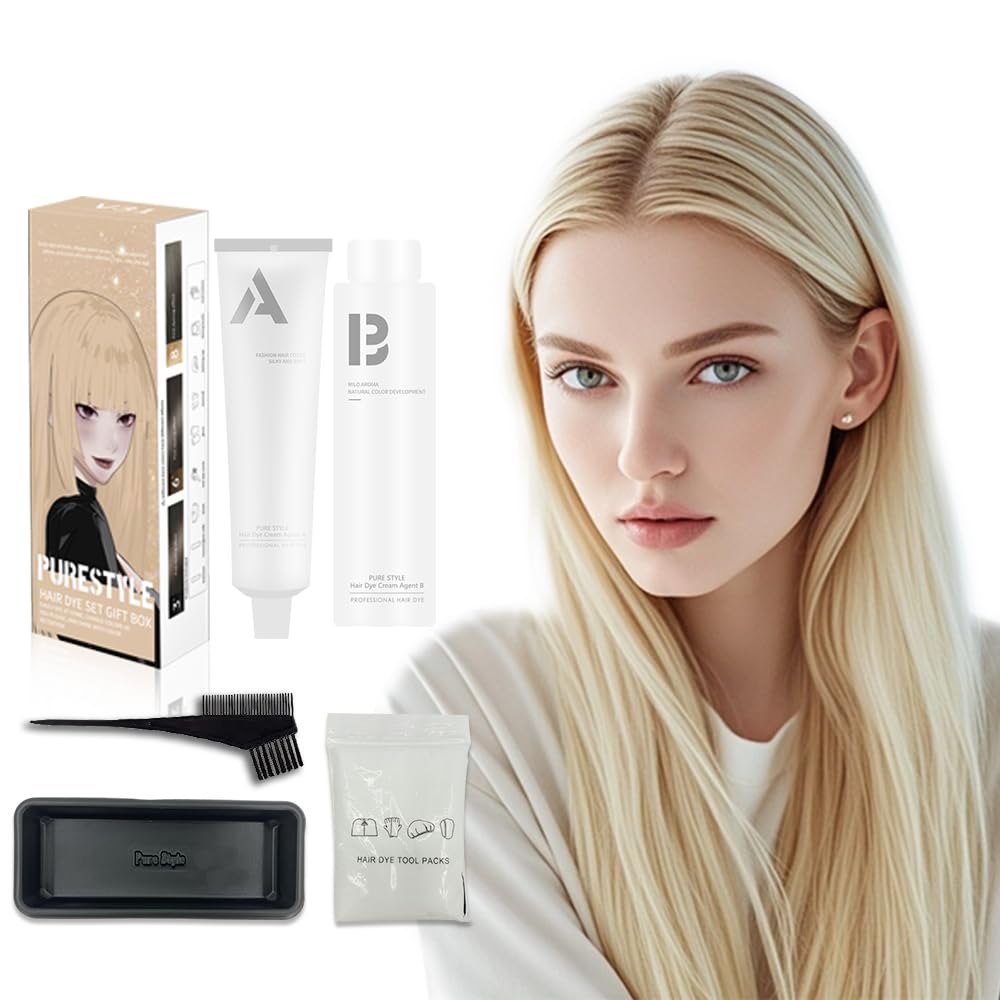 Permanent Light Ash Brown Hair Dye Cream Kit - Ammonia-Free Nourishing Formula | Complete Home Use Set 3.4 fl oz