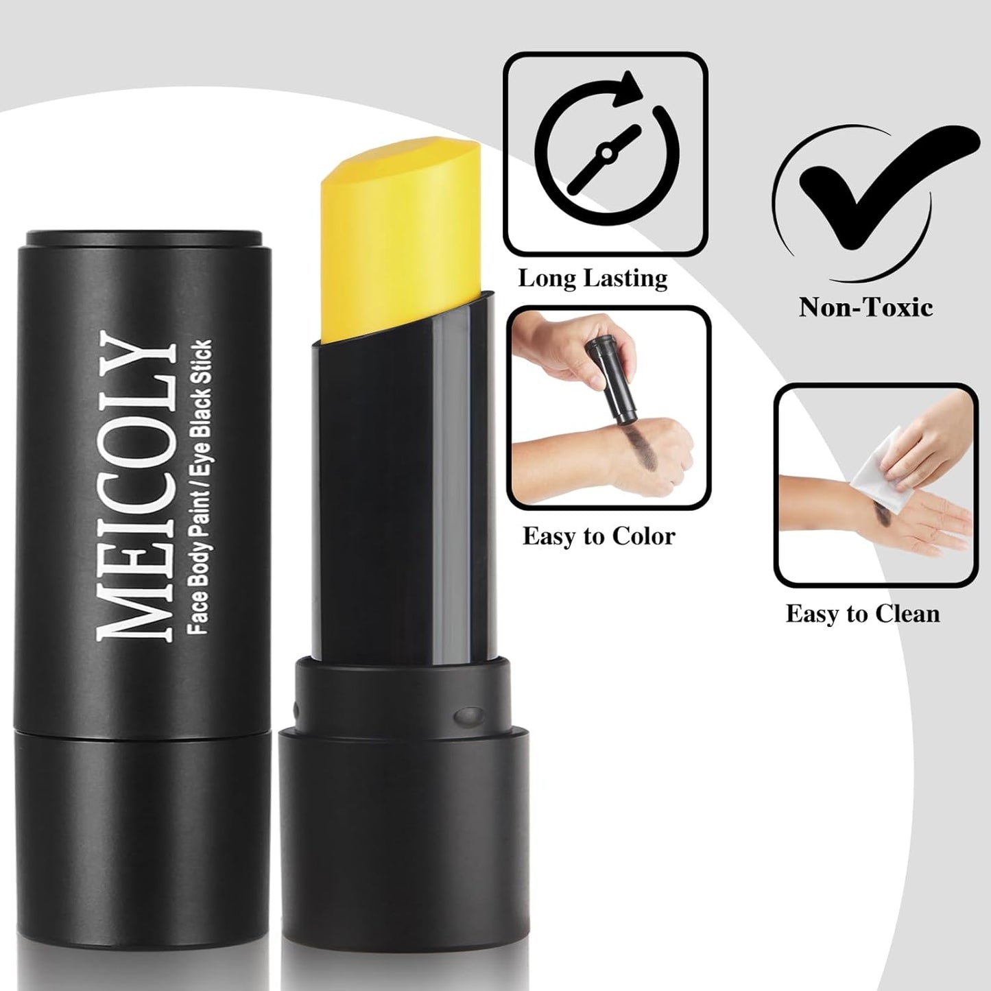 Yellow Eye Black Stick - Waterproof Face Paint for Sports & Halloween | Ideal for Baseball, Softball, Football, Lacrosse