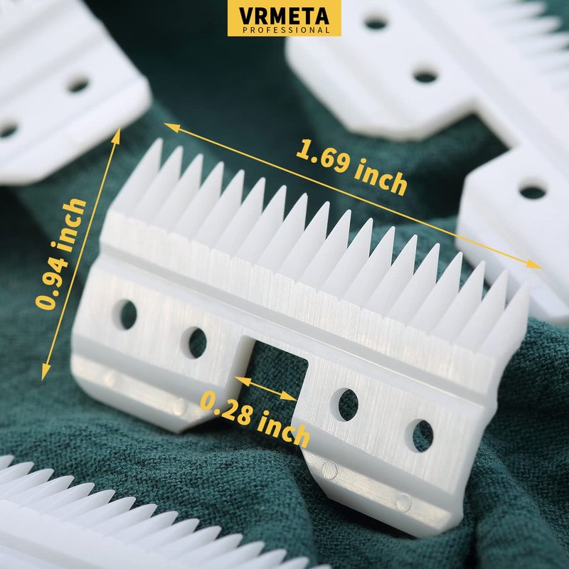 VRMETA 2 Pcs Fast Feed Ceramic Blades Fit Oster Fast Feed Clipper Oster A5 Fast Feed Ceramic Cutters Blade Fast Feed Replacement Blade Fit Wahl KM Series