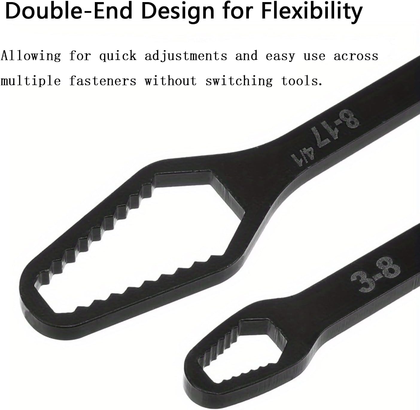 Universal Adjustable Wrench Set - 2-Piece Double-End Spanner for 3–24mm Nuts | Chrome Vanadium Steel, Space-Saving Design