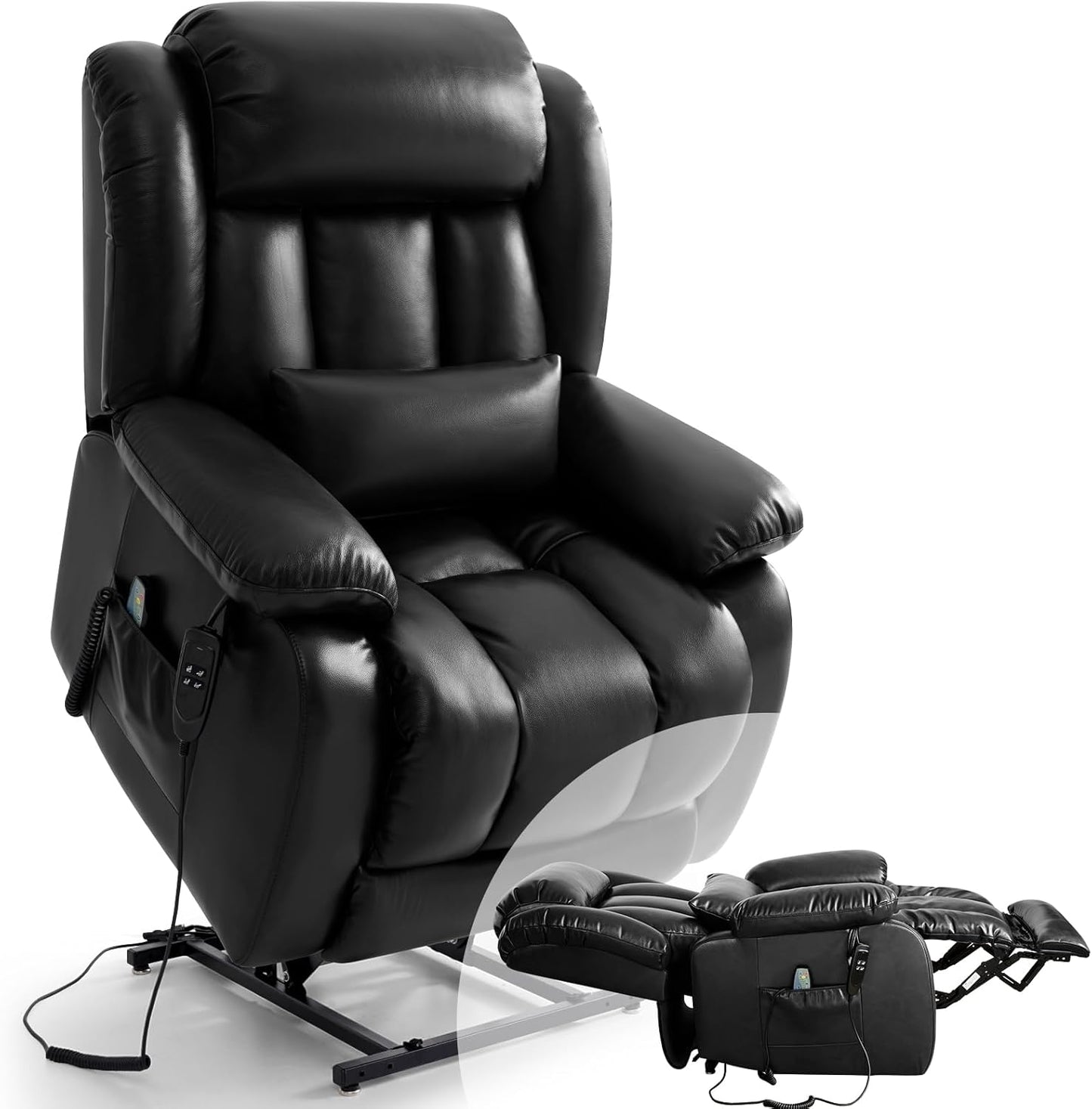 Infinite Position Lift Recliner Chair - Dual Motor Power with Massage & Heating | Extended Footrest, USB Ports, Remote Control, Beige Leather