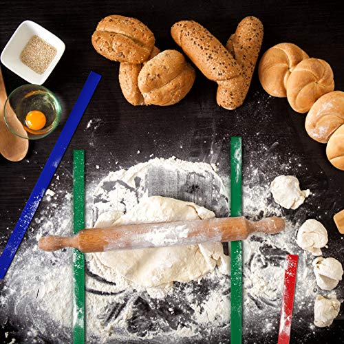 GWHOLE Silicone Rolling Pin Guides Set - 6 Pcs Non-Stick Dough Thickness Rulers for Baking