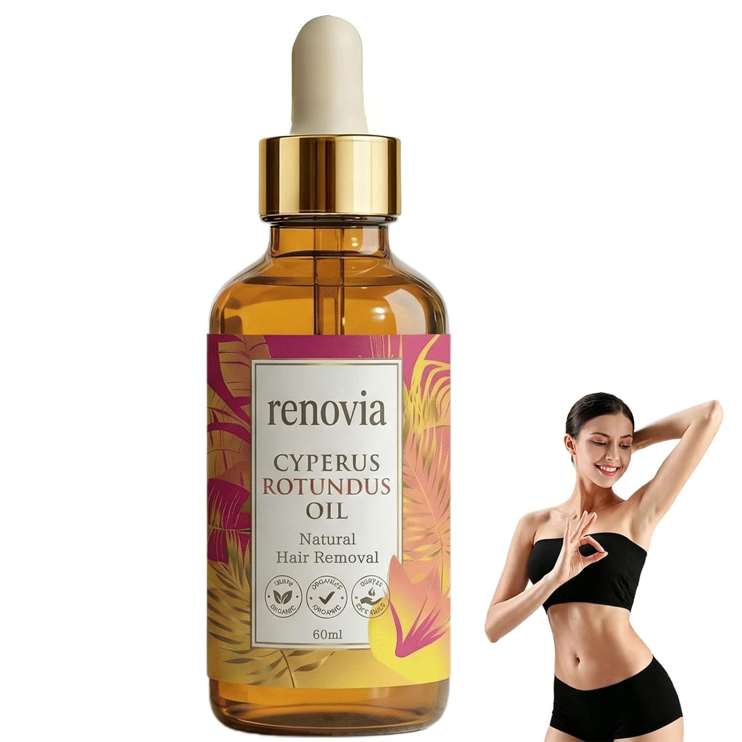 Cyperus Rotundus Oil for Hair Removal - Moisturizing Skin Serum, Gentle Formula | 1 Bottle